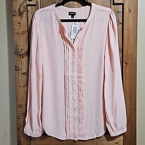 Torrid Pale Pink Georgette Pintuck Long Sleeve Flowy Blouse Size L/12